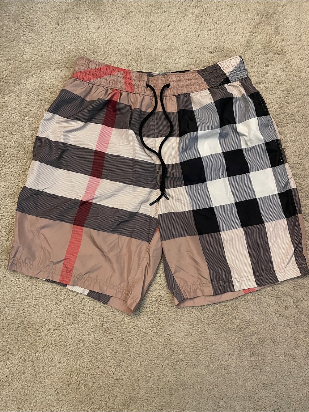 Burberry Plaid Swim Shorts with Black Mesh Lining
